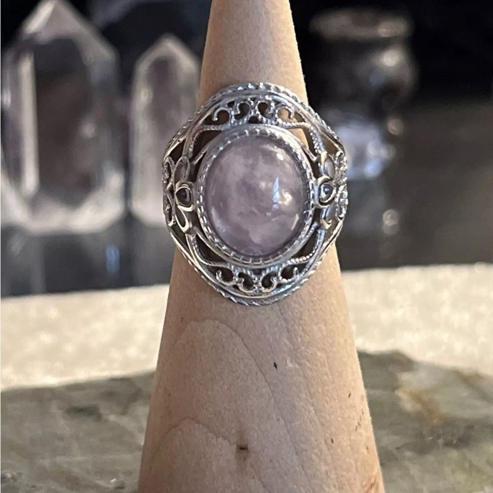 Galilea Rose Quartz Ring Set In Rhodium Over Sterling Silver 9ctw